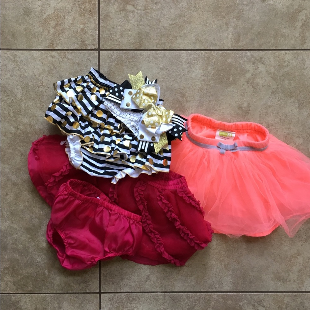 Set of 3 baby girl bottoms &one matching headband